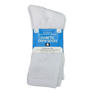 Diabetic Crew Socks 2 Pack‎ Cotton Polyester Blend, Wide Top, Cushion Sole